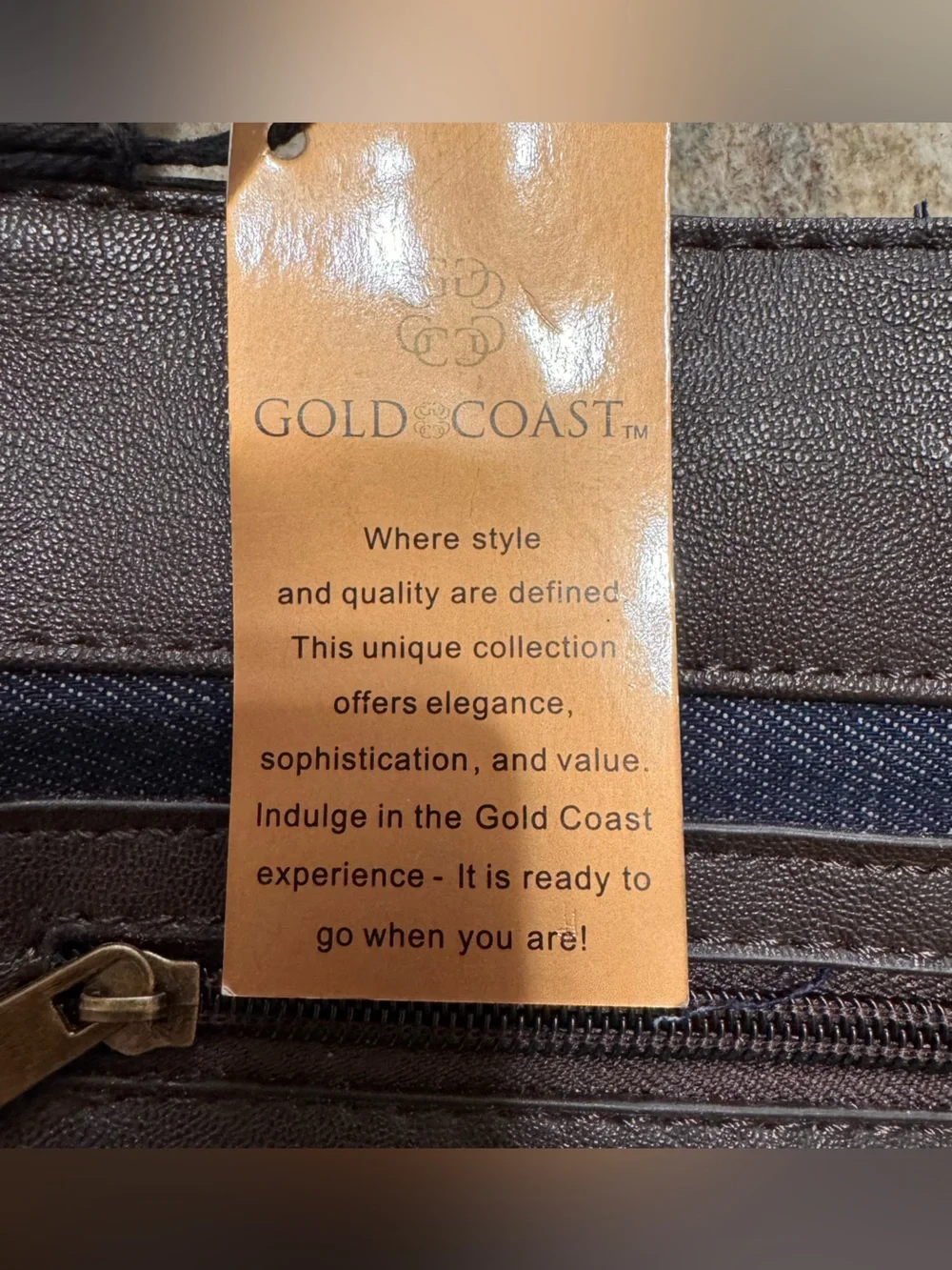 Gold Coast Denim & Brown Leather Pocket Shoulder Bag -Western wear/ McBling/Boho